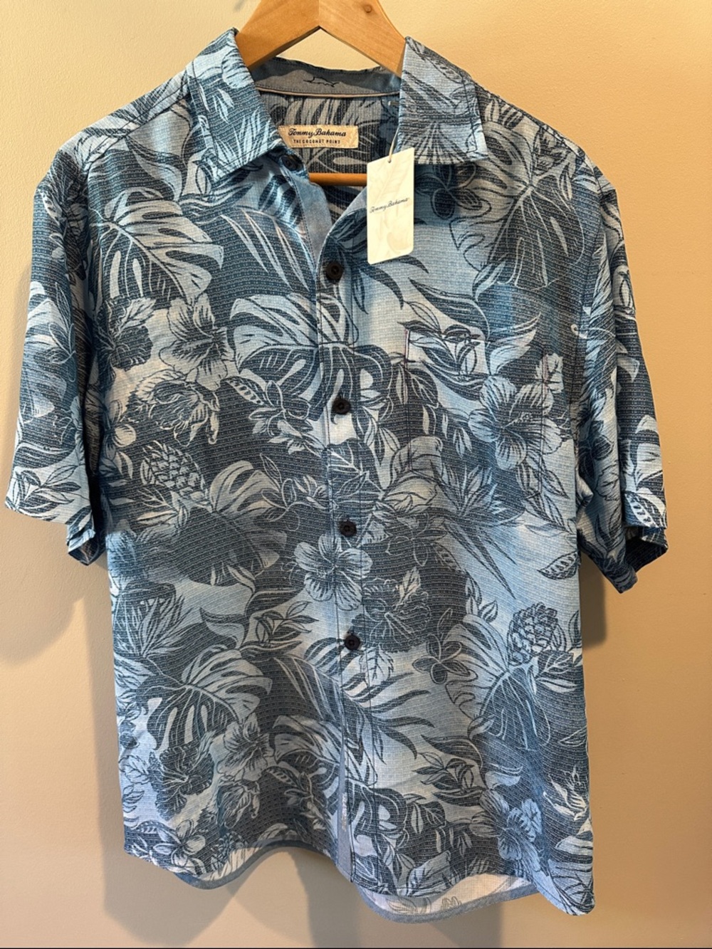 Tommy Bahama Coconut Point Island Zone Blue Tropical‎ Silk Button Down Shirt